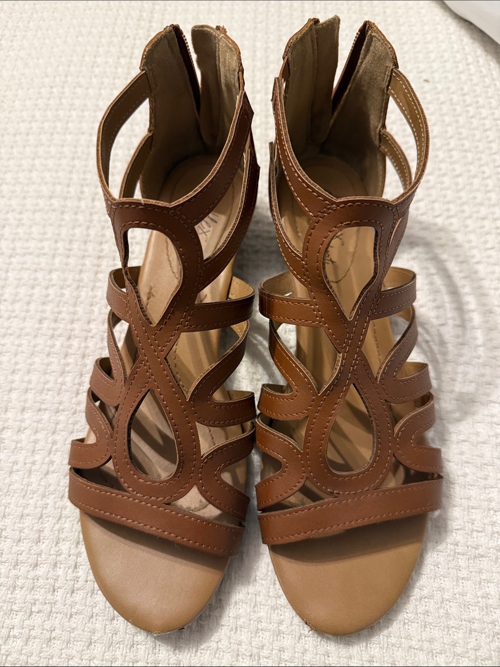dexflex comfort Brown Cutout Strappy Heeled Sandals